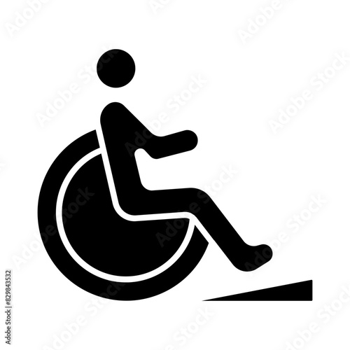 Disability line icon. Person in wheelchair, accessibility, reserved parking, mobility aid, inclusive design, handicap spot, support, special needs.