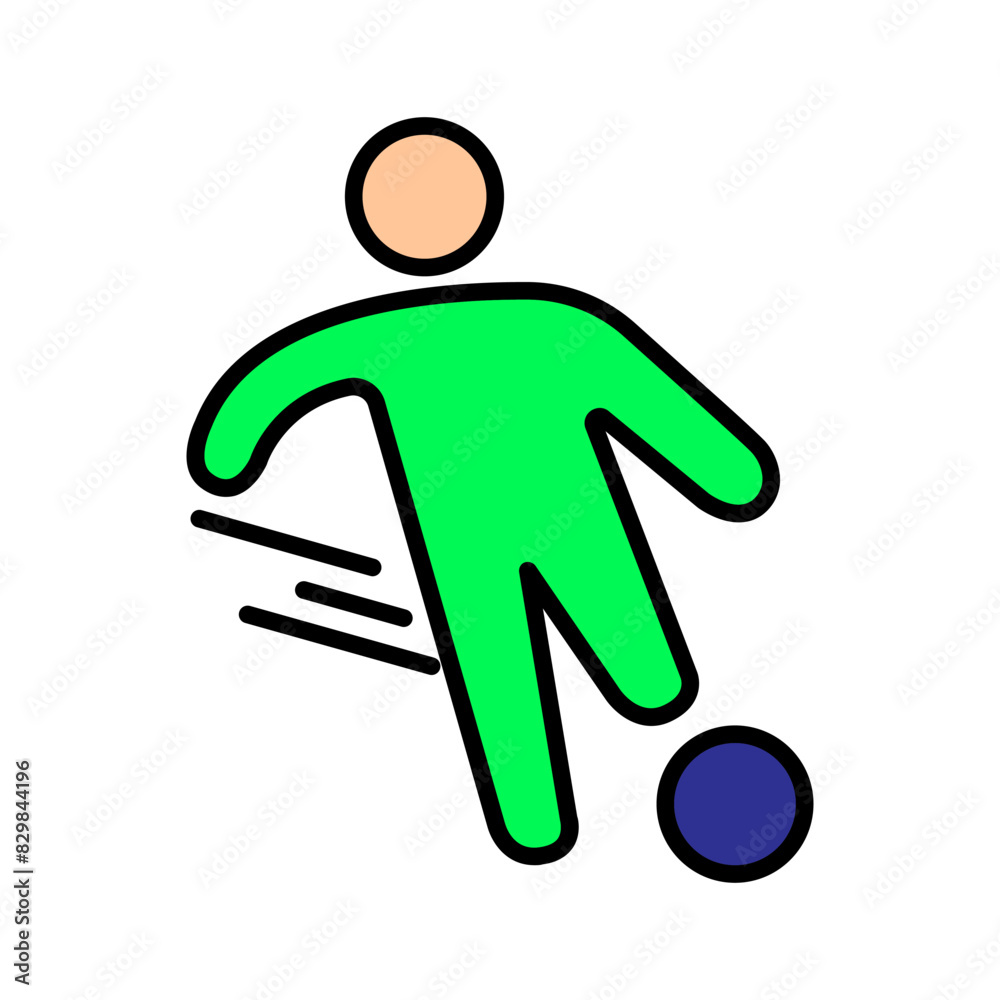 Soccer set icon. Person kicking ball, football, sports activity, athlete, game, exercise, team sport, competition, fitness, recreation. Soccer set icon. Person kicking ball, football, sports activity, athlete, game, exercise, team sport, competition, fitness, recreation.