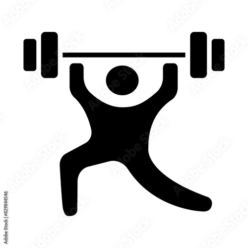 Weightlifting set icon. Person lifting weights, strength training, gym exercise, fitness, bodybuilding, muscle building, workout, physical activity, health, athletic.