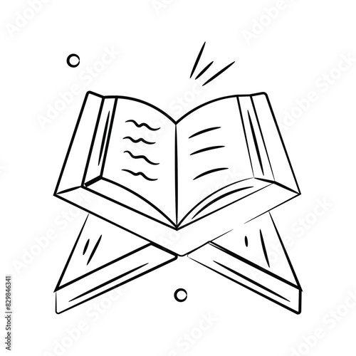 The holy quran vector design, modern doodle icon of muslim book