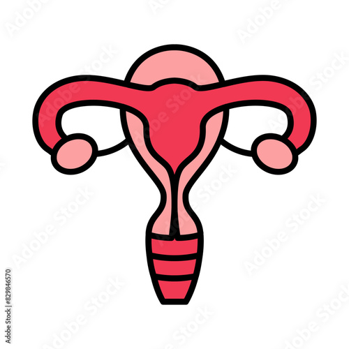 Uterus set icon. Uterus, ovaries, fallopian tubes, female reproductive system, human anatomy, gynecology, reproductive health, fertility, menstruation.