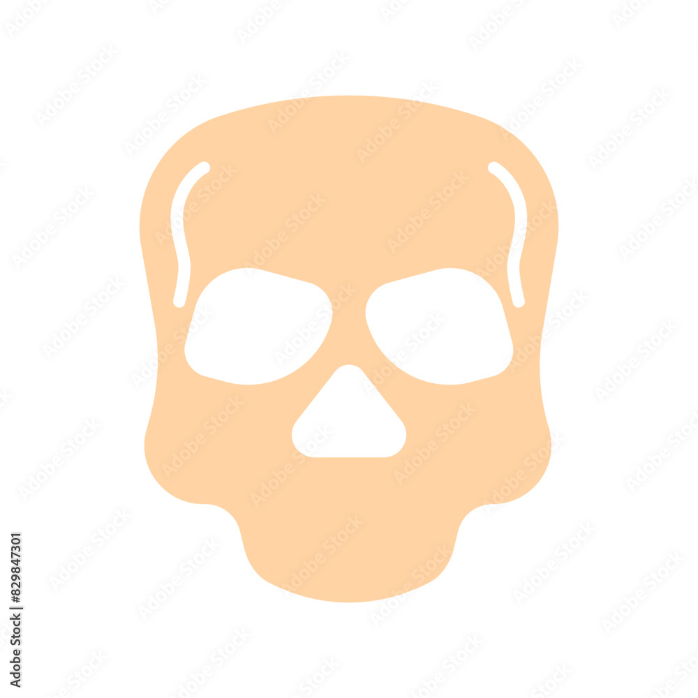 Skull set icon. Human skull, bone structure, anatomy, cranium, eye sockets, nasal cavity, jawless, medical illustration, skeletal system.