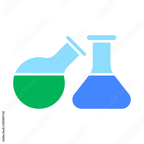 Laboratory set icon. Beakers, flasks, chemical solutions, experiments, research, scientific analysis, lab equipment, glassware, liquids, chemistry.