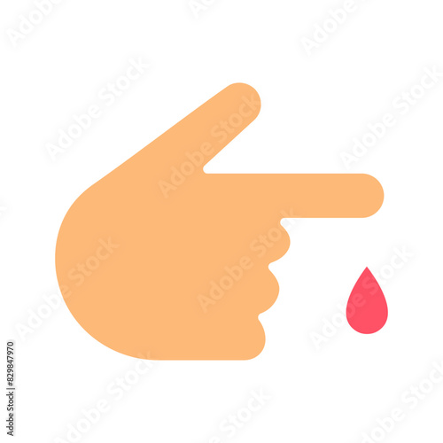 Blood test set icon. Finger, blood drop, diabetes, glucose monitoring, health check, medical test, blood sample, healthcare, laboratory analysis.