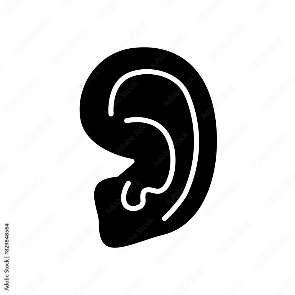 Ear set icon. Human ear, hearing, anatomy, outer ear, auditory system, sound perception, medical illustration. Ear set icon. Human ear, hearing, anatomy, outer ear, auditory system, sound perception, medical illustration.