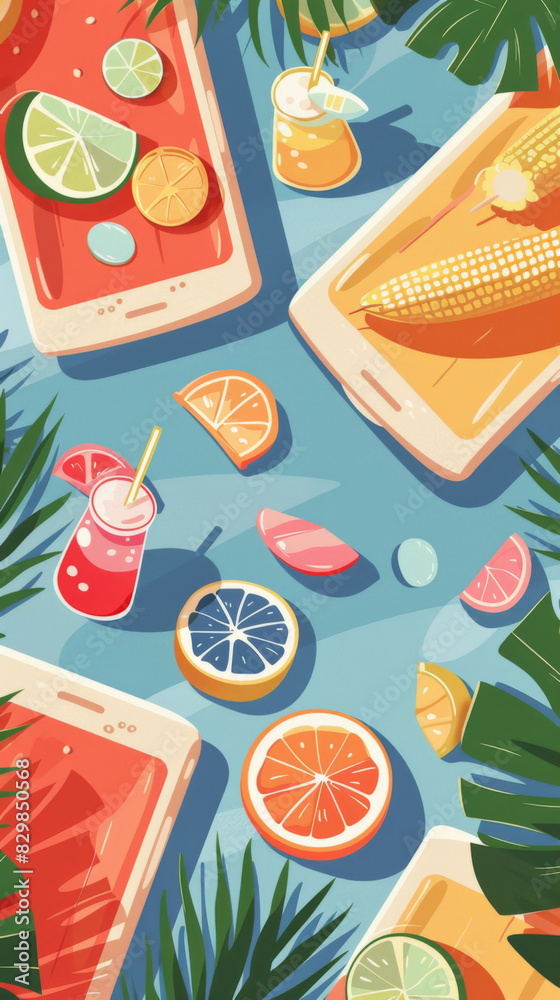 Fototapeta premium summer time cornhole flat design top view leisure theme cartoon drawing colored pastel