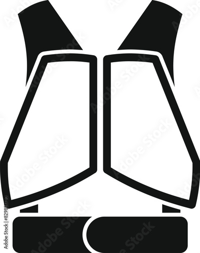 Black and white icon of a safety life vest for design use