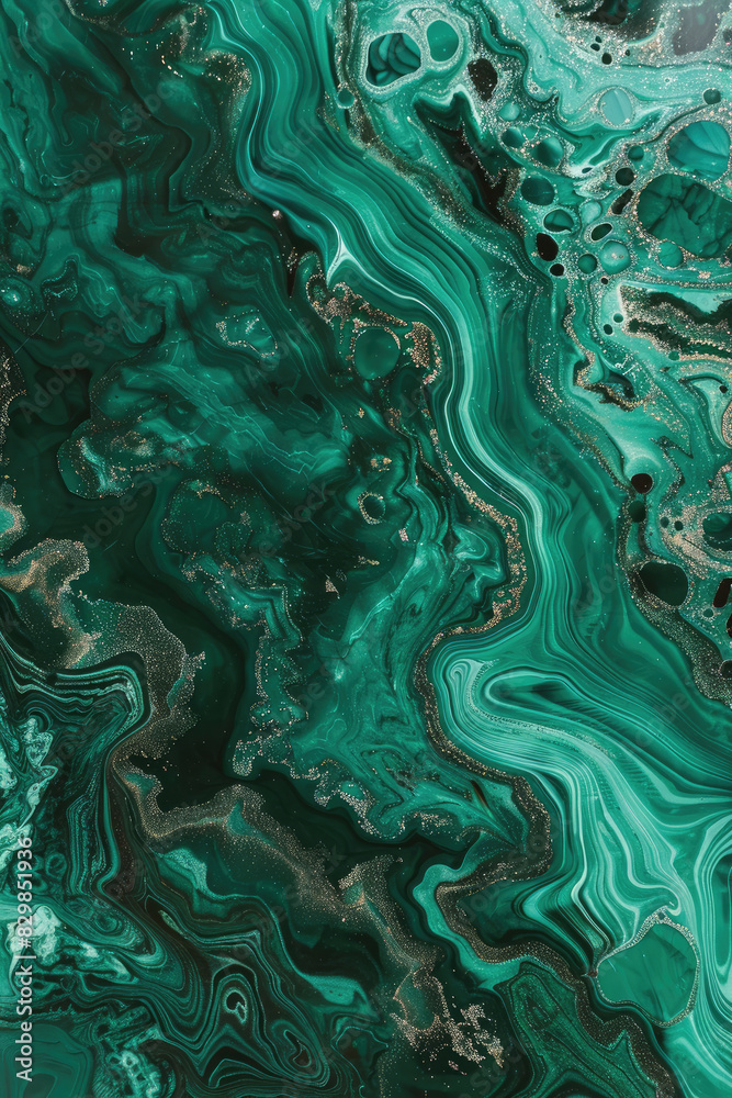 A backdrop with a smooth pattern of green marble texture forms the background. A backdrop with a smooth pattern of green marble texture forms the background.