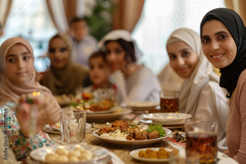 Festive Eid Family Gathering Dinner  Eid feast  Islamic celebration  Family feast.