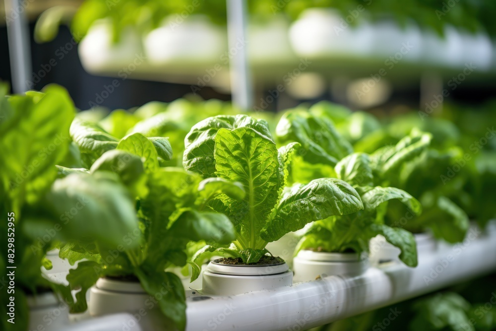 Hydroponic vegetable growing in hydroponic farm, selective focus Hydroponic vegetable growing in hydroponic farm, selective focus