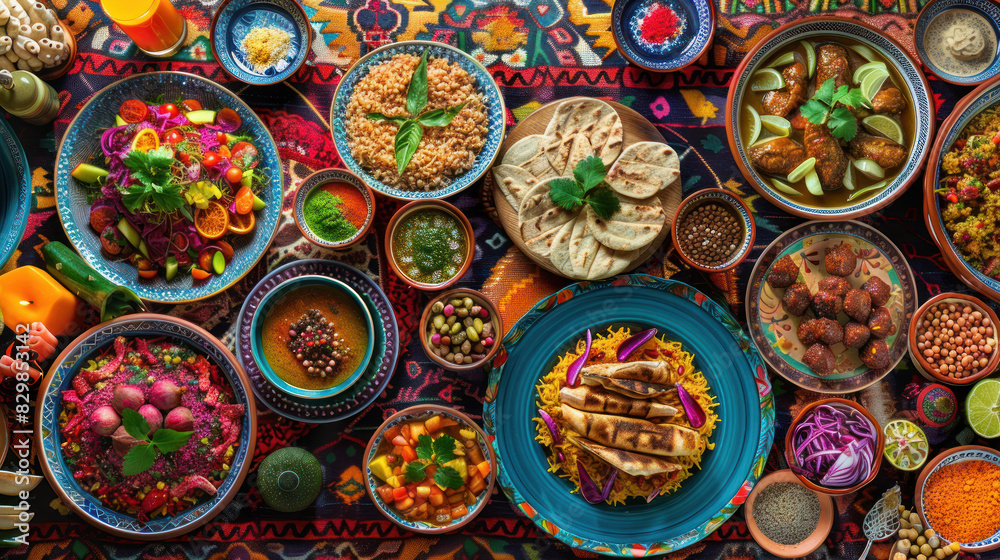 Vivid Colors of Eid Celebration., Eid feast, Islamic celebration, Family feast. Vivid Colors of Eid Celebration., Eid feast, Islamic celebration, Family feast.
