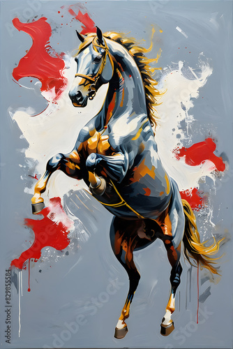 acrylic painting of a horse with multicolored background  book cover and wall art design concept  new style