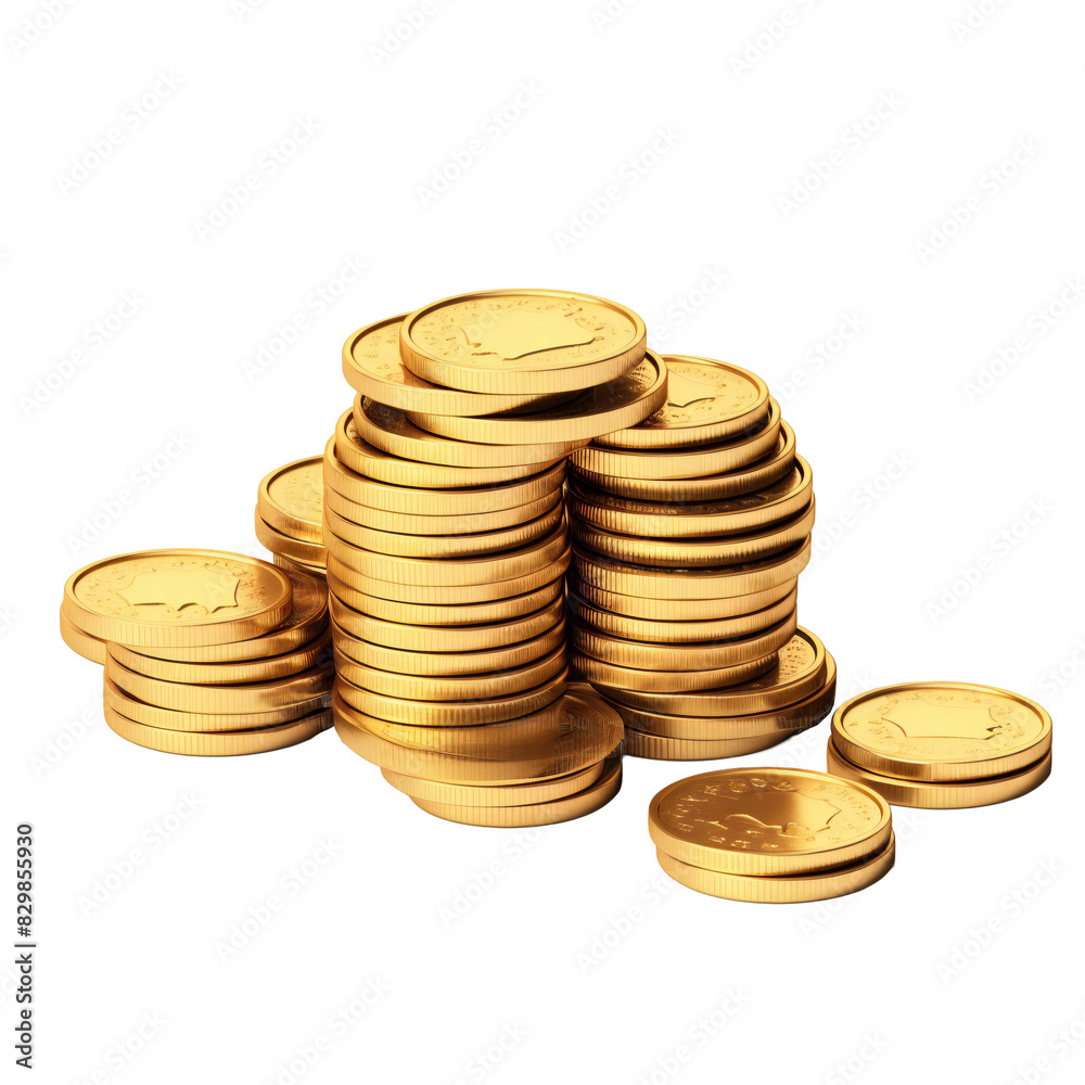 Stack of shiny gold coins transparent background Stack of shiny gold coins transparent background