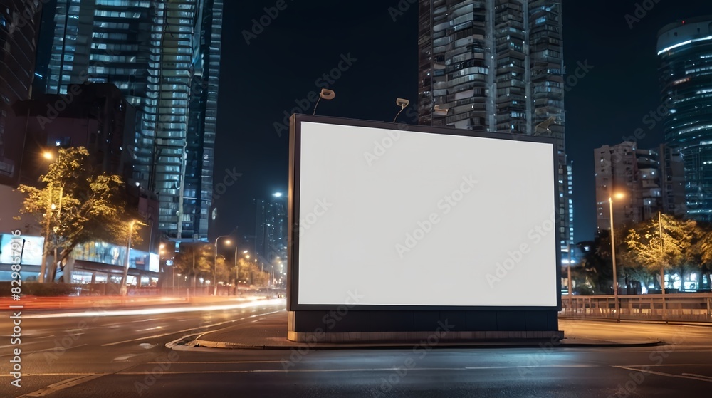 Empty vertical space advertisement board, blank white signboard on roadside in city, vertical blank billboard in city in night time, white signboard or lightbox on roadside for advertisement placement Empty vertical space advertisement board, blank white signboard on roadside in city, vertical blank billboard in city in night time, white signboard or lightbox on roadside for advertisement placement