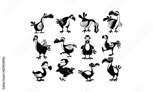 Beautiful Dodo Vector bundle, Baby Penguin Clipart, Silhouette, Vector, icons, illustration, design.