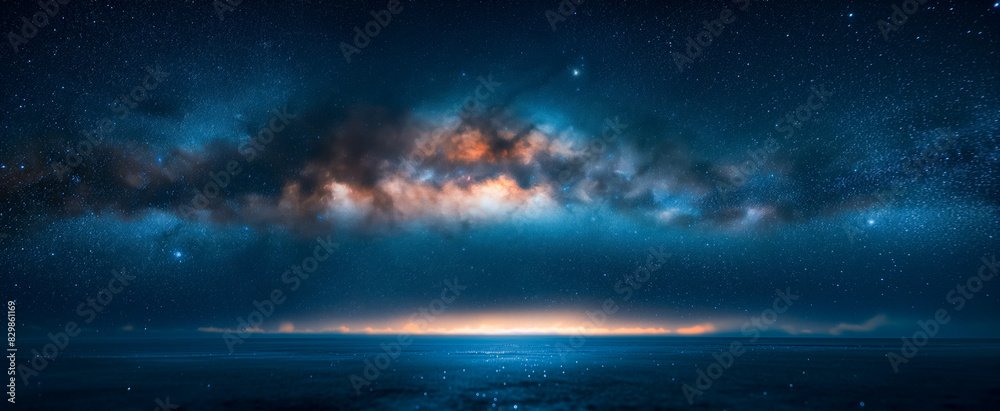 Stunning view of the milky way over the ocean at night