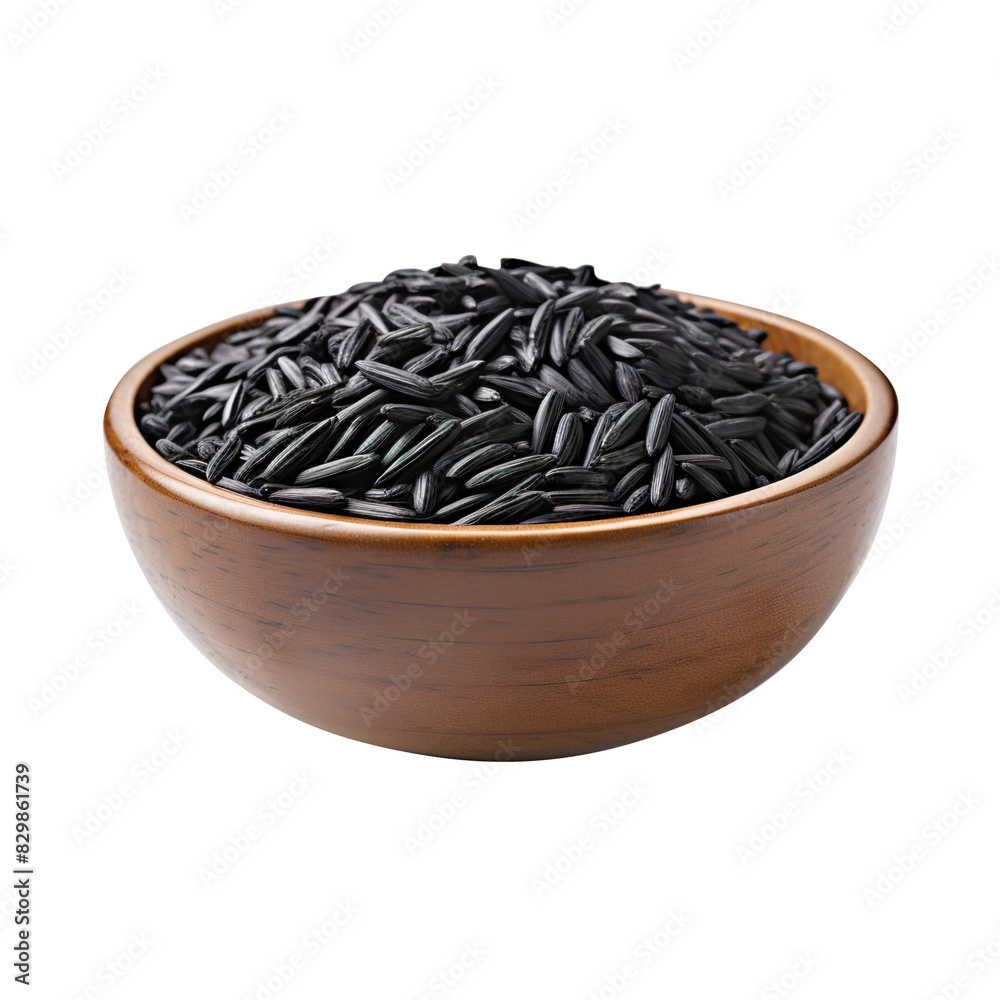 black rice in bowl, on transparent background, clipping path, png black rice in bowl, on transparent background, clipping path, png