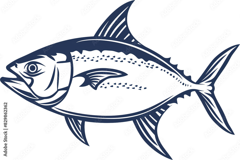 Fototapeta premium Line Art of a Bluefin Tuna