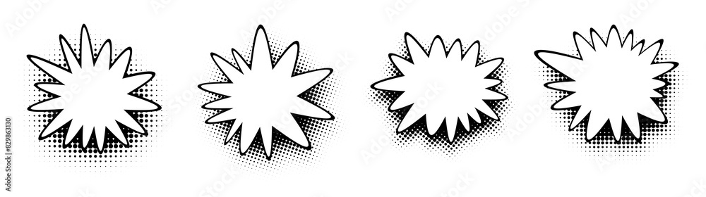 Naklejka premium Monochrome Comic Explosion Shapes