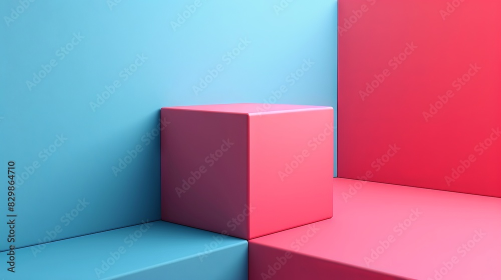 Design a 3D illusion with a minimalist aesthetic. Use basic geometric forms and strategic shading to create the appearance of a three-dimensional object on a flat surface. Keep the color palette Design a 3D illusion with a minimalist aesthetic. Use basic geometric forms and strategic shading to create the appearance of a three-dimensional object on a flat surface. Keep the color palette