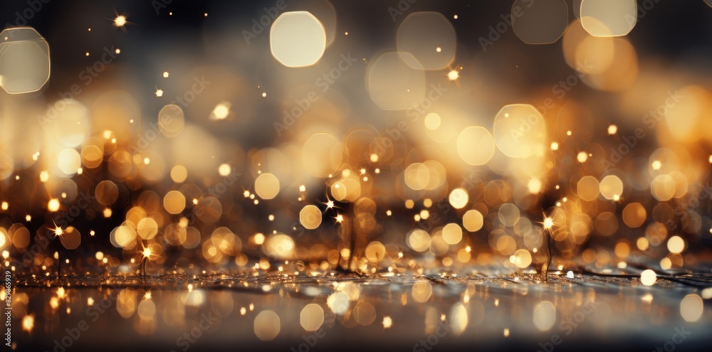 Gold and silver sequins on a black background close-up. Golden confetti on a black background. Gold and silver sequins on a black background close-up. Golden confetti on a black background.