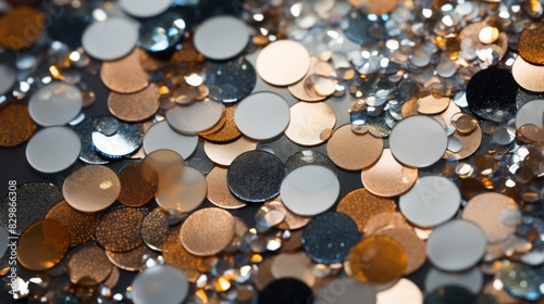 Gold and silver sequins on ...