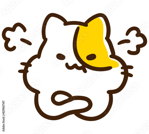 腕を組んでぷんぷん怒るかわいいねこのキャラクターのコミカルなイラスト