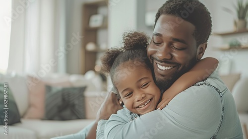 Portrait of American African Black Father and Child

