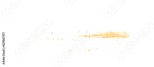 Christmas background. Powder yellow dust light PNG. Magic shining yellow dust. Fine, shiny dust bokeh particles fall off slightly. Fantastic shimmer effect.