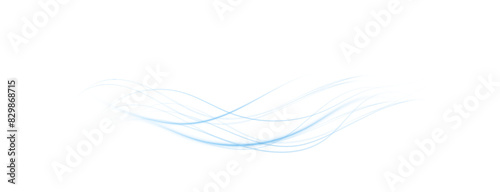 Luminous blue lines of speed. Light glowing effect . Abstract motion lines. White background isolated Light trail wave, fire path trace line, car lights, optic fiber and incandescence curve twirl.

