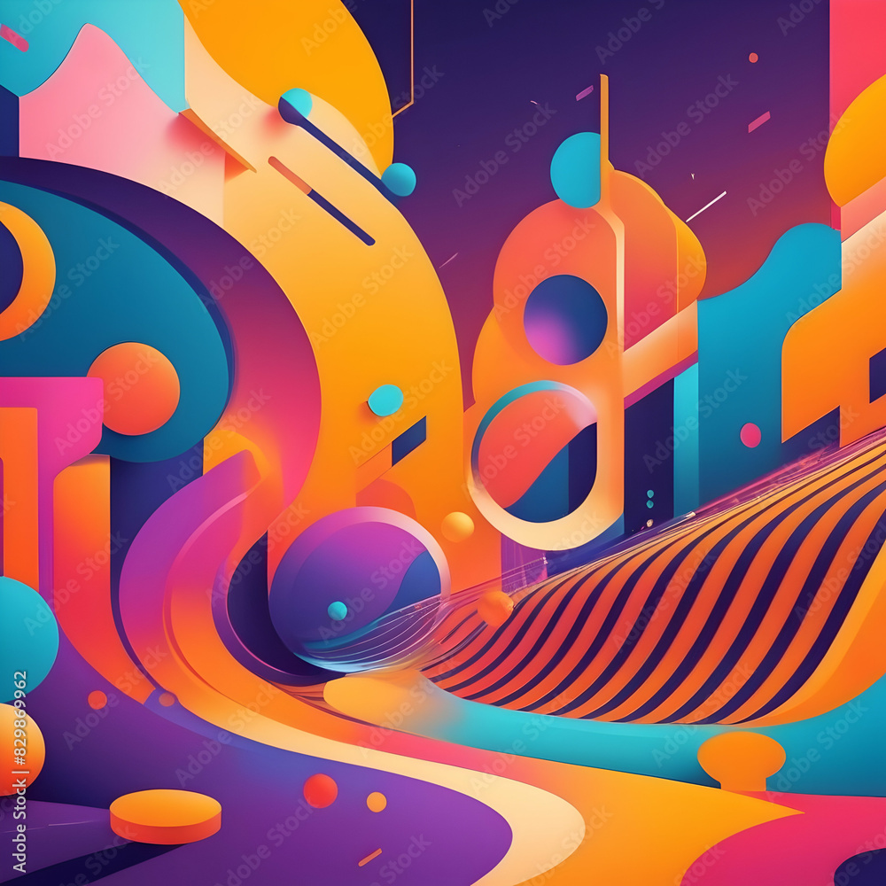 Fototapeta premium abstract colorful background waves express music as color, retro style wallpaper.