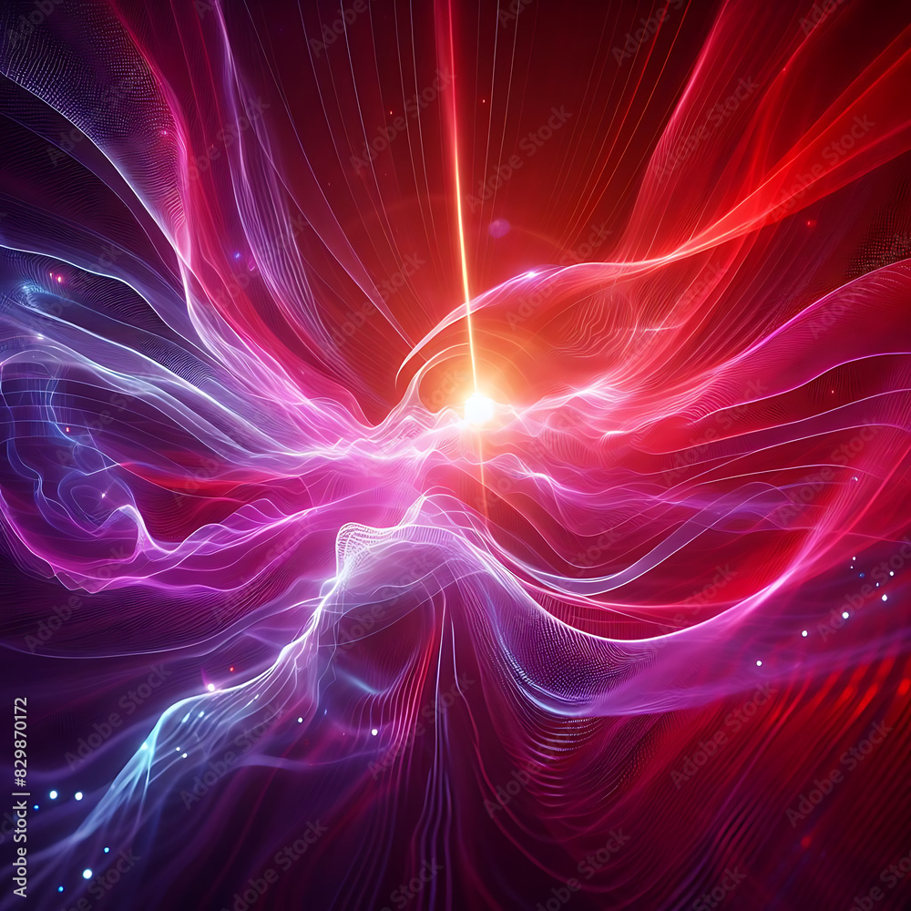 Fototapeta premium red and purple energy wave concept art, background or wallpaper, waves and spiral abstract art
