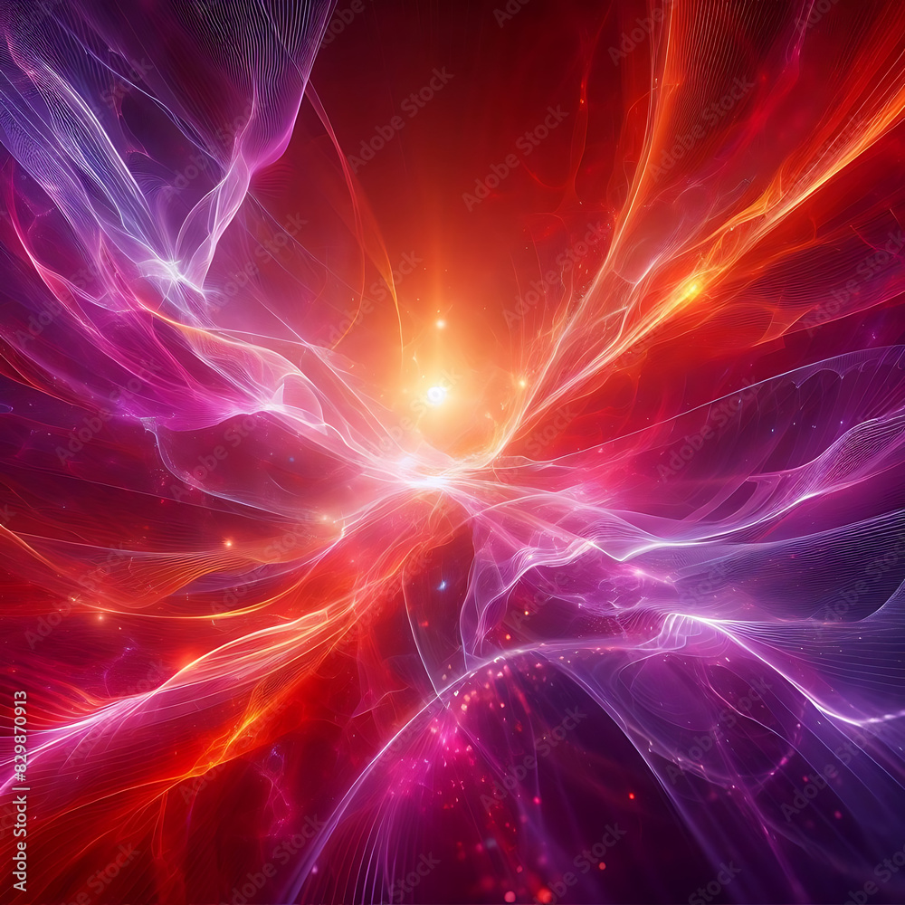 Fototapeta premium red and purple energy wave concept art, background or wallpaper, waves and spiral abstract art