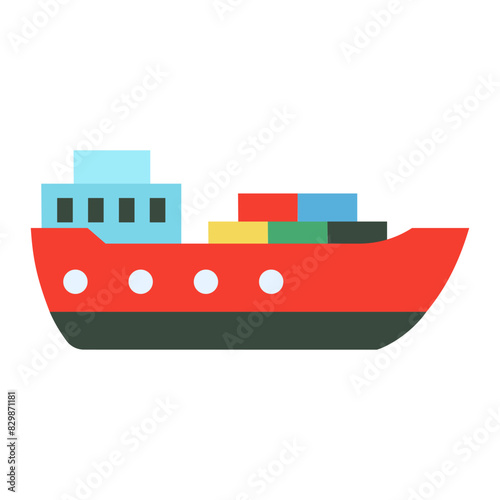 Cargo ship vector illustration. Simple and minimalistic cargo ship icon