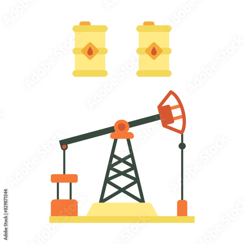 Oil rig with barrels vector illustration. Simple and minimalistic oil rig icon