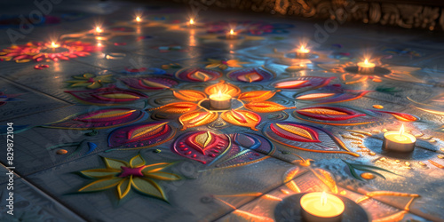 Immerse yourself in the enchanting world of Diwali with this vibrant photograph. the warm glow of Diwali lamps  casting a radiant ambiance that symbolizes the triumph of light over darkness.