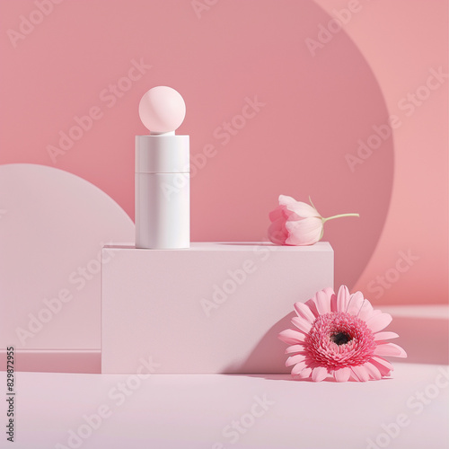 skincare cosmetic photography minimalist pink background