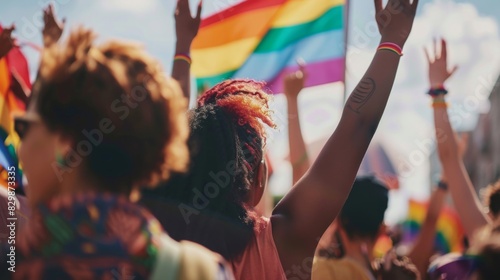 LGBTQ individuals from diverse racial, ethnic, and cultural backgrounds coming together to celebrate unity in diversity. --ar 16:9 --style raw Job ID: 65dd4b32-f361-478e-82b2-0ab2835d05d9 © songwut