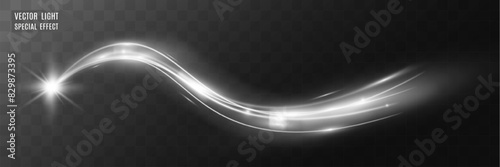 Light white wave and spotlight shine effect,glow line sparkle shine. Silver white wavy effects.
