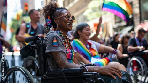 LGBTQ individuals with disabilities advocating for accessibility and inclusion in public spaces and services. --ar 16:9 --style raw Job ID: 2791e544-e994-4432-ad60-a96becaabad9 photo