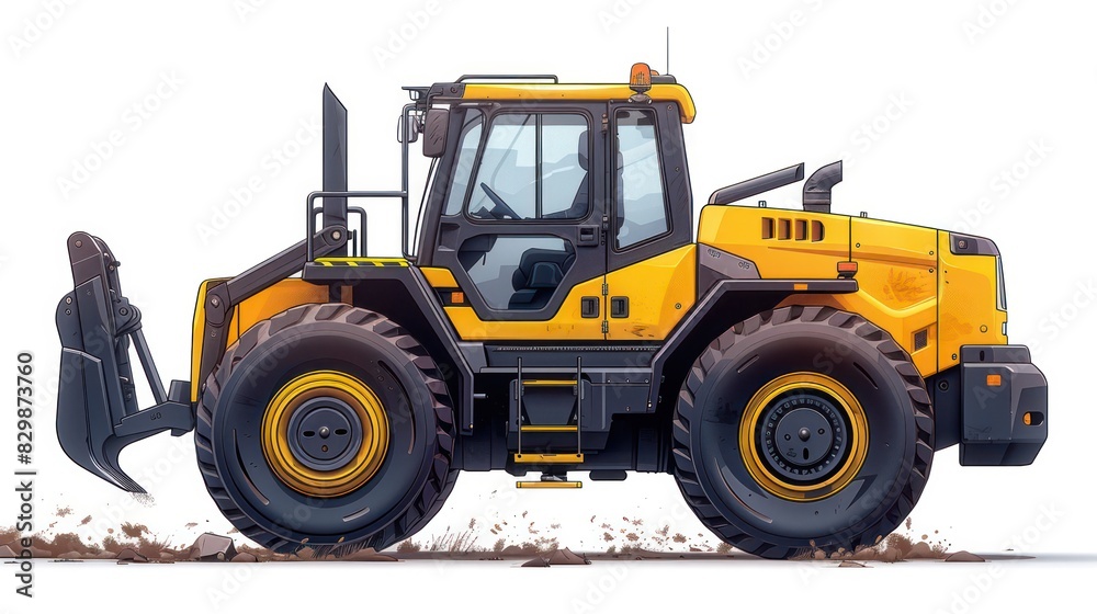 Vector icon of wheel loader Minimal design isolated on white Perfect for construction equipment Vector icon of wheel loader Minimal design isolated on white Perfect for construction equipment