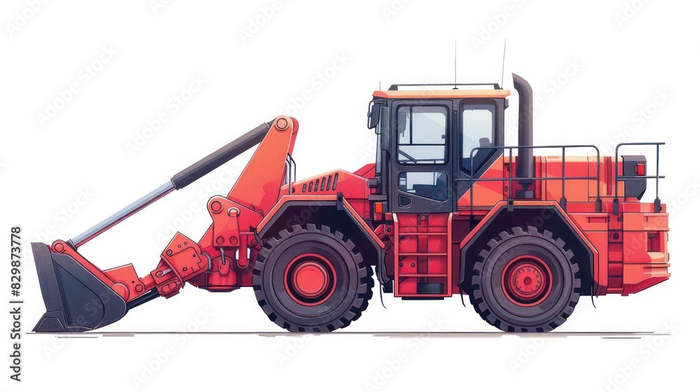 Fototapeta premium Vector icon of wheel loader Minimal design isolated on white Perfect for construction equipment
