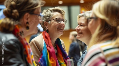 LGBTQ parents sharing moments of joy and connection with their children, challenging heteronormative family narratives. --ar 16:9 --style raw  photo