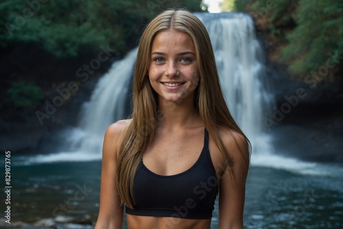 Young woman swimming at a waterfall that looks like Tennessee outdoors and recreation