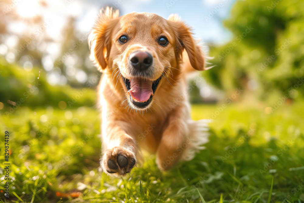 Golden Retriever Catching Ball Outdoors Golden Retriever Catching Ball Outdoors