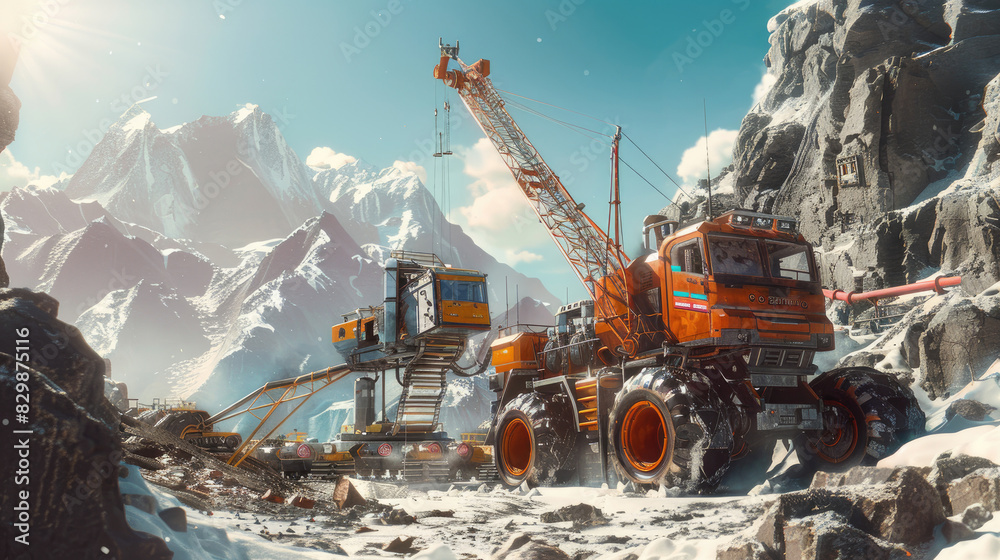 Autonomous Master Loader in Operation on Sunny Day Autonomous Master Loader in Operation on Sunny Day