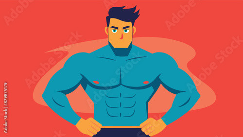 A man proudly showing off his Dadbod rejecting the belief that all men must have chiseled abs and toned muscles to be attractive.. Vector illustration