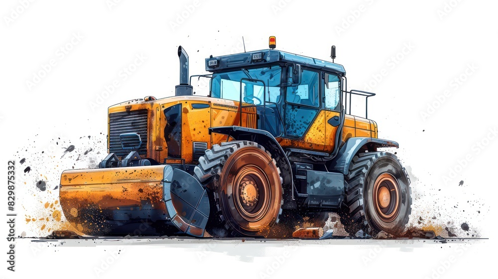 Fototapeta premium Vector icon of a heavy-duty roller, minimalist design isolated on white, perfect for construction and roadwork logos. --ar 16:9 --stylize 750 Job ID: d3dc229b-3c9f-48a0-ad52-fa4beee5c555