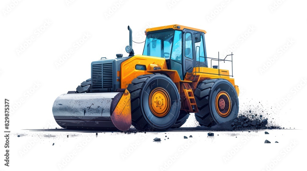 Vector icon of heavy duty roller Minimal design isolated on white Perfect for construction and road repair logos. Vector icon of heavy duty roller Minimal design isolated on white Perfect for construction and road repair logos.