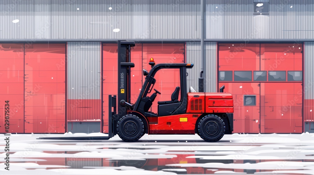Fototapeta premium Vector icon of a heavy duty forklift. Perfect for shipping and warehousing.